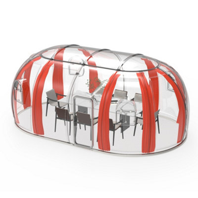 360 Degree Fully bracketless Outdoor Transparent Glass Room, Sunroom, Conservatory, Diameter 6.2m 3.8m, 1x door, 4x windows