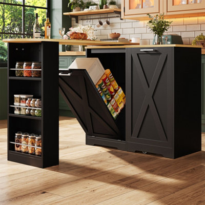 360-Degree Rotating Kitchen Island, Modern Multifunctional Storage ...