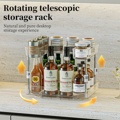 360 Degree Rotating Telescopic Storage Rack 2-Tier Adjustable Height ...