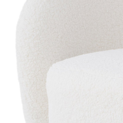 360-degree Upholstered Teddy Fleece Swivel Chair for Living Room,Bedroom,Off-white