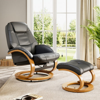360 Degrees Swivel Recliner with Footstool and Adjustable Back