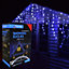 360 LED 8.8m Premier Christmas Outdoor Icicle Timer Lights - Blue & White