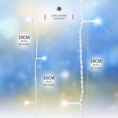 360 LED Icicle Lights 10M Indoor/Outdoor Christmas Lights with White Cable - Warm & Cool White - 3