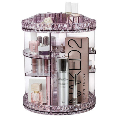 360 Rotating Crystal Adjustable Carousel Storage For Cosmetics Toiletries - Makeup Organizer - Versatile - Great Storage Rack -