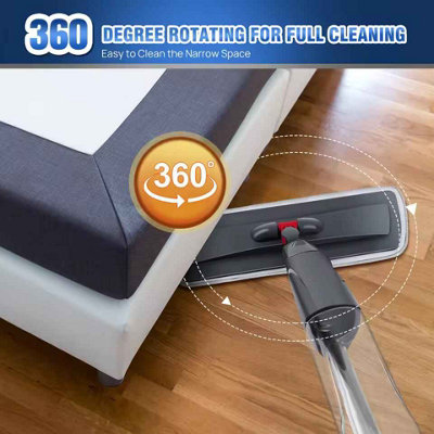 【moppi】 360 Spin Spray Mop Microfiber Flat Mop for Hardwood, Tile, and