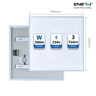 360 Watts Electric Panel Heater Infrared 595 x 595 MM for Recessed Ceiling, Can be Mounted on Wall, Ceiling