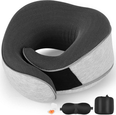 Almohada De Viaje De Espuma Con Memoria - 360° De Soporte, Extraíble Y Lavable, Color Gris