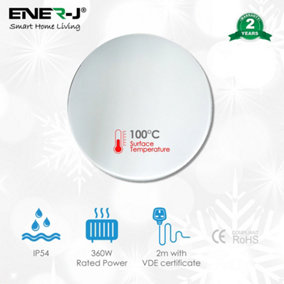 360W Round mirror heating panel, Tempered Glass, Slim Design, Commercial and domestic use