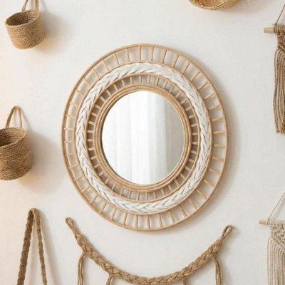 Garden Greatness Boho Woven Rattan Statement Mirror from B&Q