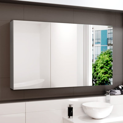 Nes Home 1200mm Matte Grey Bathroom Mirror Cabinet from B&Q