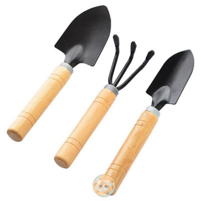 B&Q Mini Gardening Tools 3Pcs Portable Garden Hand Tools Set Miniature Gardening Rake Trowel For Seedling Succulents