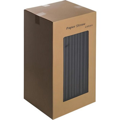 We Can Source It Ltd Black Paper Straws 140mm Disposable Biodegradable Compostable Drinking Straws Pack Of 250 Home For Parties