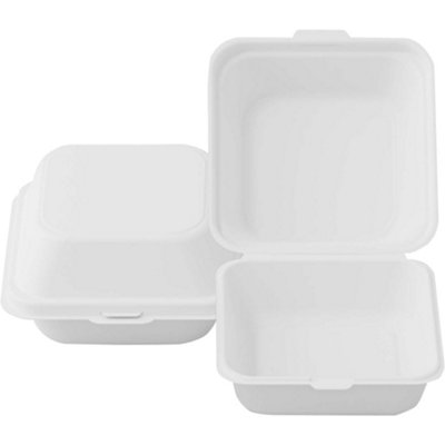 We Can Source It Ltd Bagasse Clamshell Burger Boxes 6 Inch Strong Food Containers For Takeaway Pack Of 50 from B&Q