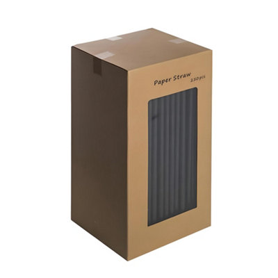 We Can Source It Ltd Black Paper Straws 200mm Biodegradable Compostable Disposable Drinking Straws Pack Of 750 For Home Events