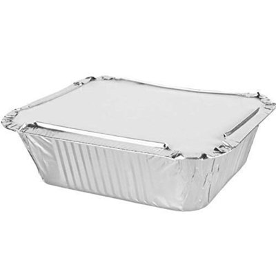 We Can Source It Ltd Aluminium Foil Food Containers No 2 With Lids 500 Pack Durable Takeaway Meal Prep Catering Stackable Bulk from B&Q