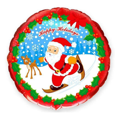 Flexmetal Round Skating Santa 18" Foil Balloon Christmas Party DecorationSuitable For Air Or Helium from B&Q