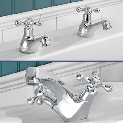 Nes Home Stratford Bath Taps & Basin Mono Mixer Tap Chrome