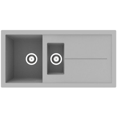 Rocklite Milton 1.5 Bowl Reversible Composite Granite Kitchen SinkMatt GreyInsetTop Mounted from B&Q