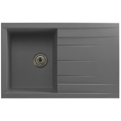 Rocklite Bredon 1.0 Bowl Grey Composite Inset Kitchen Sink from B&Q