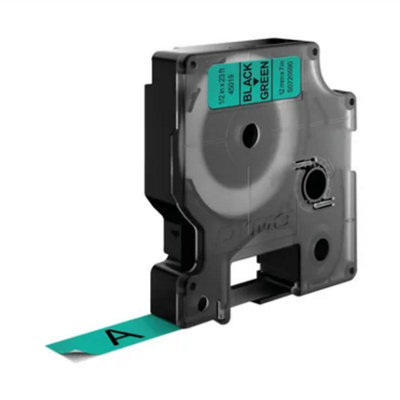 Dymo 45019 D1 Labelmaker Tape 12mm X 7M Black On Green from B&Q