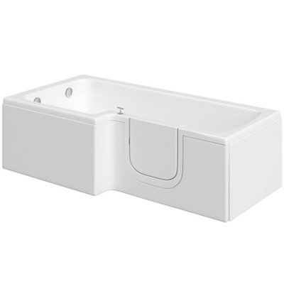 Cooke & Lewis White L-Shaped Shower Rh Bath Easy-Access (L)170Cm (W)85Cm from B&Q