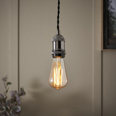 B&Q -  Satin Grey Pewter Effect Pendant Ceiling Light(Dia)100mm