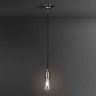 B&Q -  Gloss Black Nickel Effect Pendant Ceiling Light(Dia)120mm