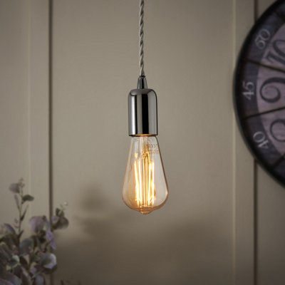 B&Q -  Gloss Grey Nickel Effect Pendant Ceiling Light(Dia)120mm