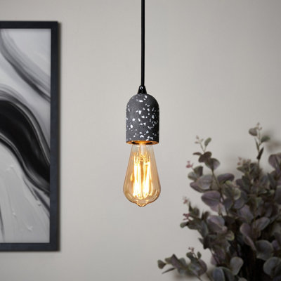 B&Q -  Matt Grey Terrazzo Effect Pendant Ceiling Light(Dia)100mm