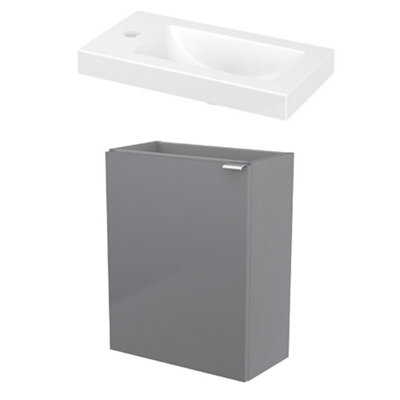 GoodHome Imandra Gloss Grey & White Wall-Mounted Vanity Unit & Basin Set (W)440mm (H)550mm from B&Q