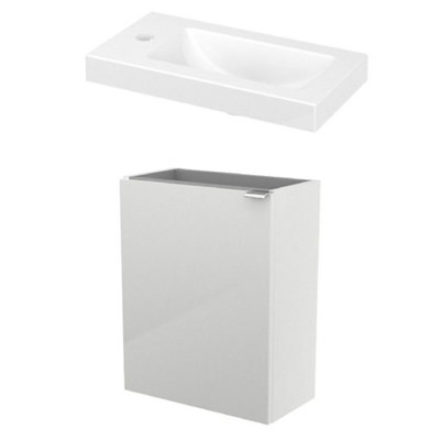 GoodHome Imandra Gloss White Wall-Mounted Vanity Unit & Basin Set (H)550mm from B&Q