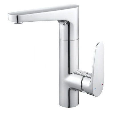 GoodHome Cavally Swivel Tall Chrome Effect Round Basin Mono Mixer Tap from B&Q