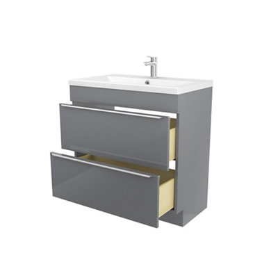 GoodHome Imandra Grey Freestanding Vanity Unit & Basin SetIncludes Nira Basin (W)804mm from B&Q