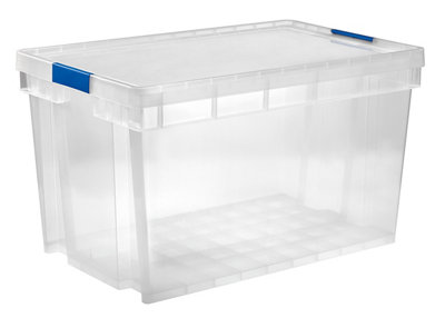 Form Xago Heavy Duty Clear 94L Plastic Stackable Storage Box from B&Q