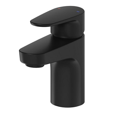 Goodhome Cavally Small Matt Round Basin Mono Mixer Tap Black
