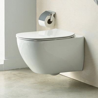 Ideal Standard Tesi White Rimless Slim Wall Hung Toilet With Soft Close Seat from B&Q