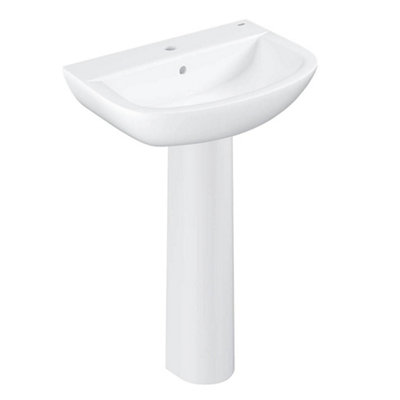 Grohe Bau Gloss White Oval Floor-Mounted Full Pedestal Basin from B&Q