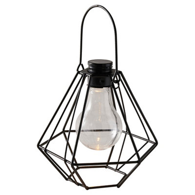 Black Solar-Powered Integrated Led Outdoor Lantern from B&Q