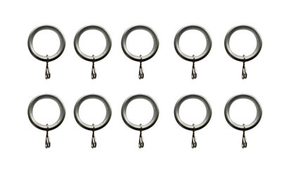 B&Q -  Athens Nickel Effect Grey Curtain Ring (Dia)19mmPack Of 10 Compatibility- 16/19mm Curtain Pole