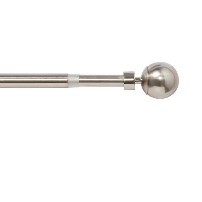 GoodHome Athens Satin Grey Nickel Effect Extendable Ball Single Curtain Pole Set(L)2000mm-3300mm (Dia)19mm from B&Q