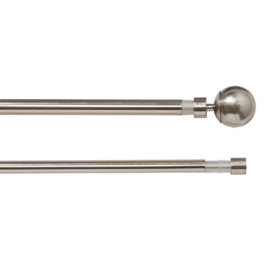GoodHome Athens Satin Grey Nickel Effect Extendable Ball Double Curtain Pole Set Set(L)2000mm-3300mm (Dia)19mm from B&Q