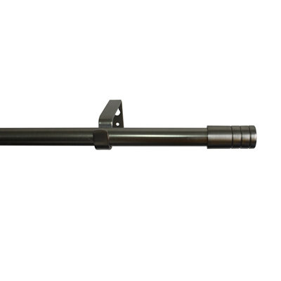 GoodHome Athens Satin Grey Nickel Effect Extendable Stick Single Curtain Pole Set(L)2000mm-3300mm (Dia)19mm from B&Q