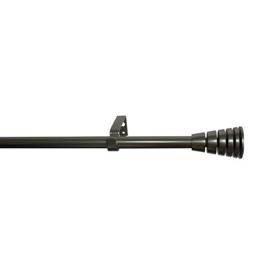 GoodHome Athens Satin Grey Nickel Effect Extendable Cone Single Curtain Pole Set(L)1200mm-2100mm (Dia)19mm from B&Q