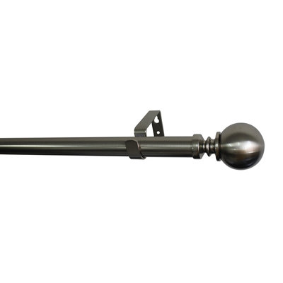 GoodHome Athens Satin Grey Nickel Effect Extendable Ball Single Curtain Pole Set(L)1200mm-2100mm (Dia)28mm from B&Q