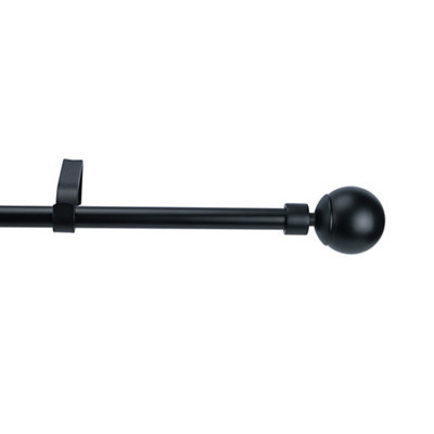 GoodHome Araxos Matt Black Extendable Ball Single Curtain Pole Set(L)2000mm-3300mm (Dia)19mm from B&Q