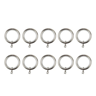 GoodHome Olympe Chrome Effect Grey Curtain Ring (Dia)28mmPack Of 10 Compatibility- 25/28mm Curtain Pole from B&Q