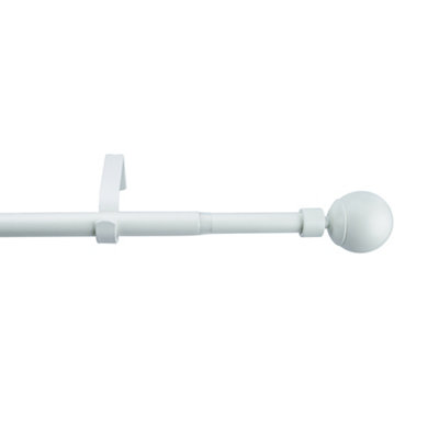 GoodHome Anafi Matt White Extendable Ball Single Curtain Pole Set(L)2000mm-3300mm (Dia)19mm from B&Q