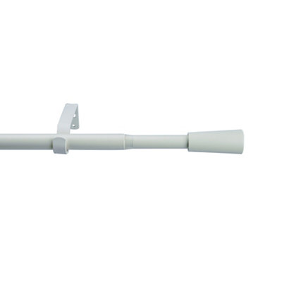 GoodHome Anafi Matt White Extendable Cone Single Curtain Pole Set(L)1200mm-2100mm (Dia)19mm from B&Q