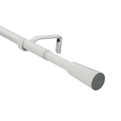 GoodHome Anafi Matt White Extendable Cone Single Curtain Pole Set(L)2000mm-3300mm (Dia)19mm from B&Q