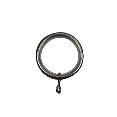 GoodHome Athens Nickel Effect Grey Curtain Ring (Dia)28mmPack Of 10 Compatibility- 25/28mm Curtain Pole from B&Q